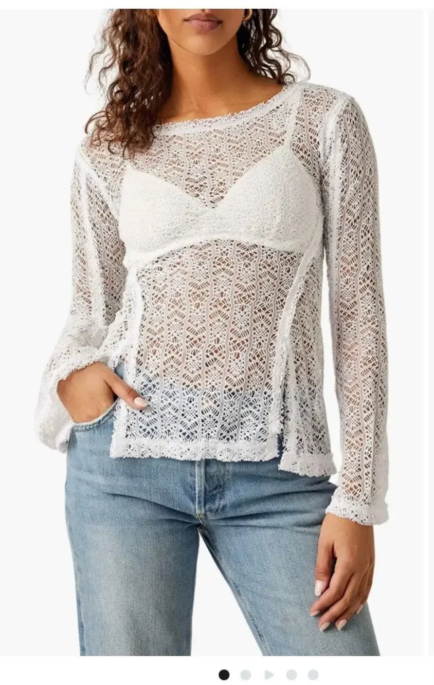 NWT FREE PEOPLE ON THE ROAD TWISTED LACE TOP WO'S SIZE XS